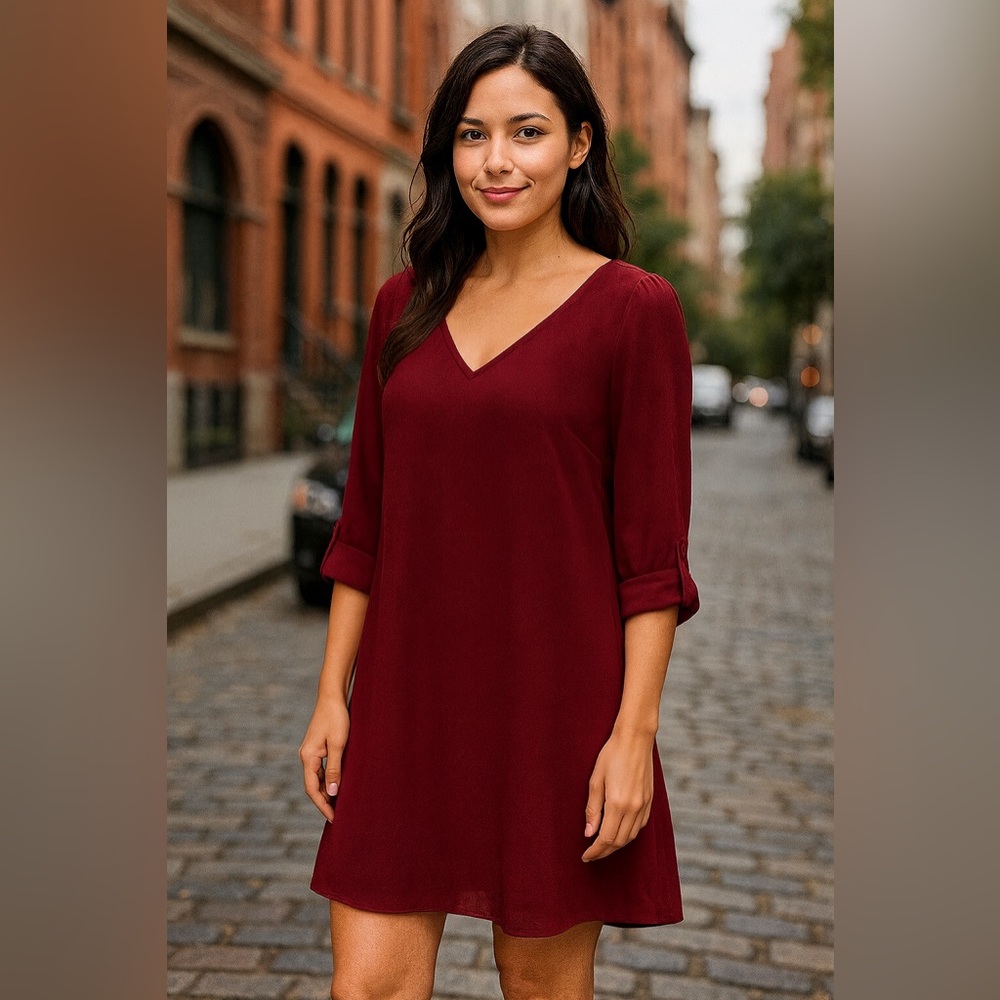 SPEECHLESS Women’s Dress, Burgundy Chiffon Tunic SIZE XL